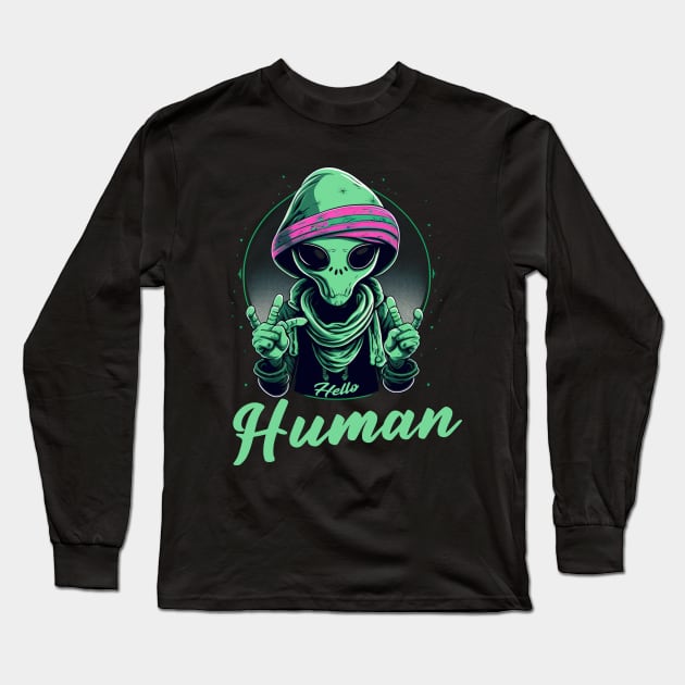 Hello Human Long Sleeve T-Shirt by ArtRoute02